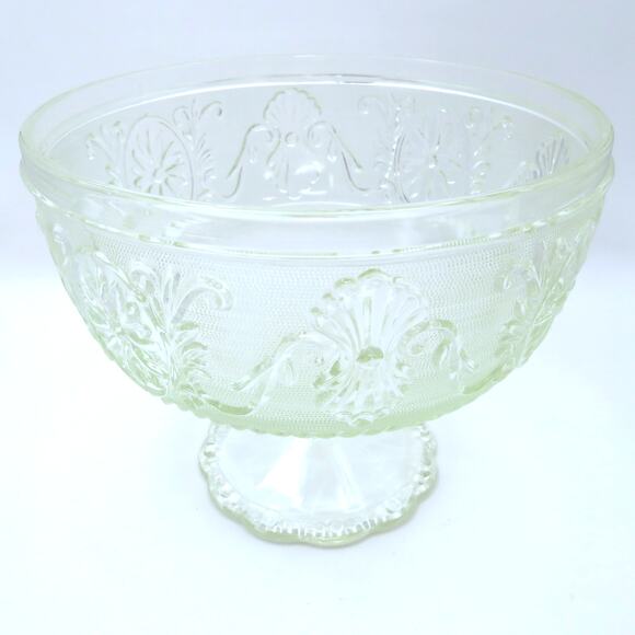Vintage Pressed Glass Pedestal Bowl Floral Scroll Pattern EAPG Style Candy Dish - Picture 2 of 14